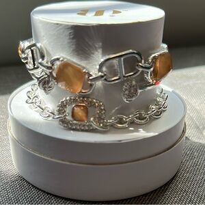 Bomb Party Silver and Mother of Pearl Bracelet Stack